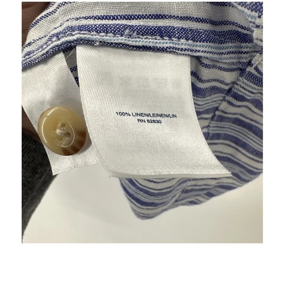 🌺LANDS END Striped Linen Pullover Oversized Top Shoulder Button Detail Size S🌺 - Picture 6 of 8